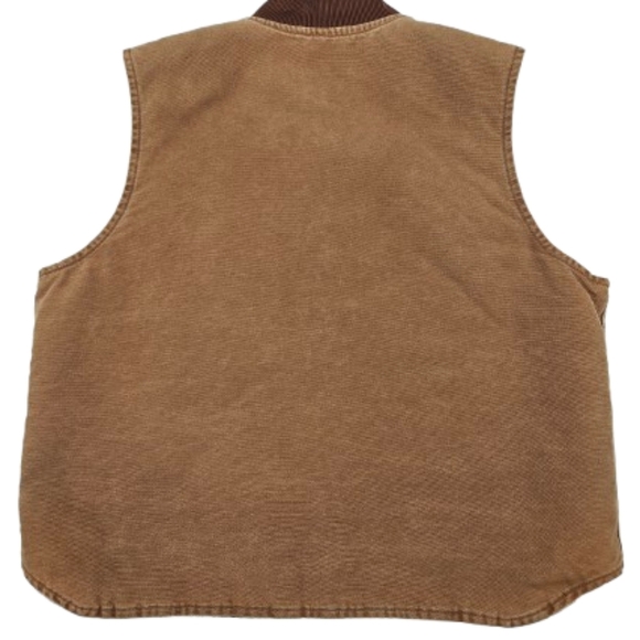 🔥VTG Carhartt Men's Brown Tan Canvas Duck Full Zip Vest Size 2XL - Picture 2 of 11